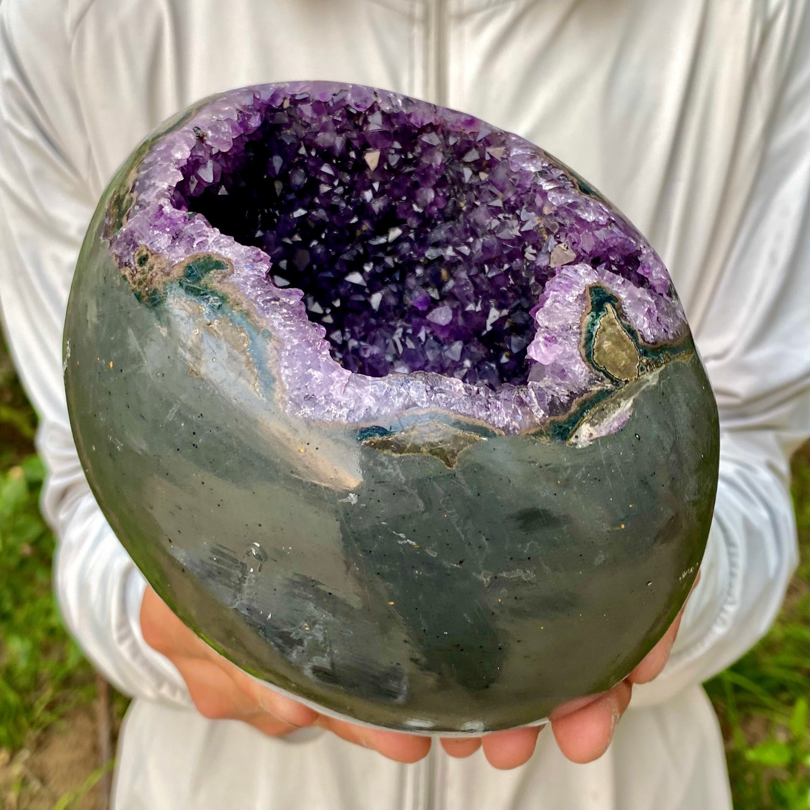 5.95LB Natural amethyst Dinosaur egg Quartz Crystal specimen healing