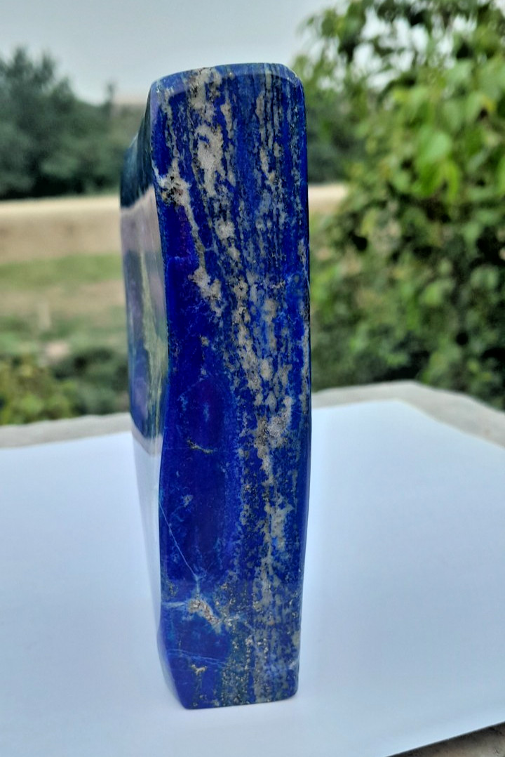 630g Lapis Lazuli Freeform With Iron Pyrite Inclusion Rough Tumbled Polished