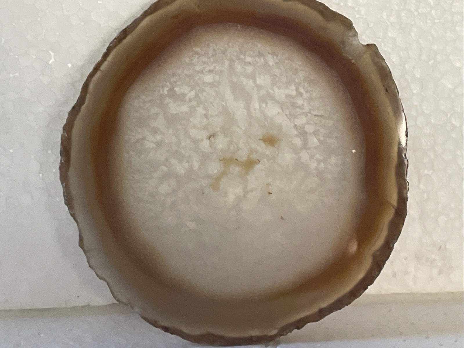 BEAUTIFUL Polished Agate Slice Round Slab BROWN WHITE AND CLEAR Stone