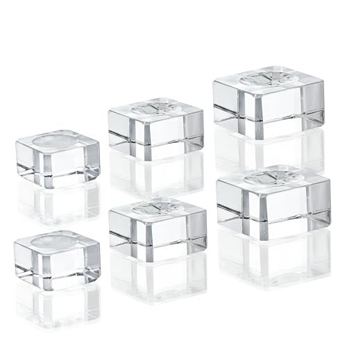 6 Pack Square Crystal Display Bases for 3D Laser Balls 6Pcs Glass Stands for Cry