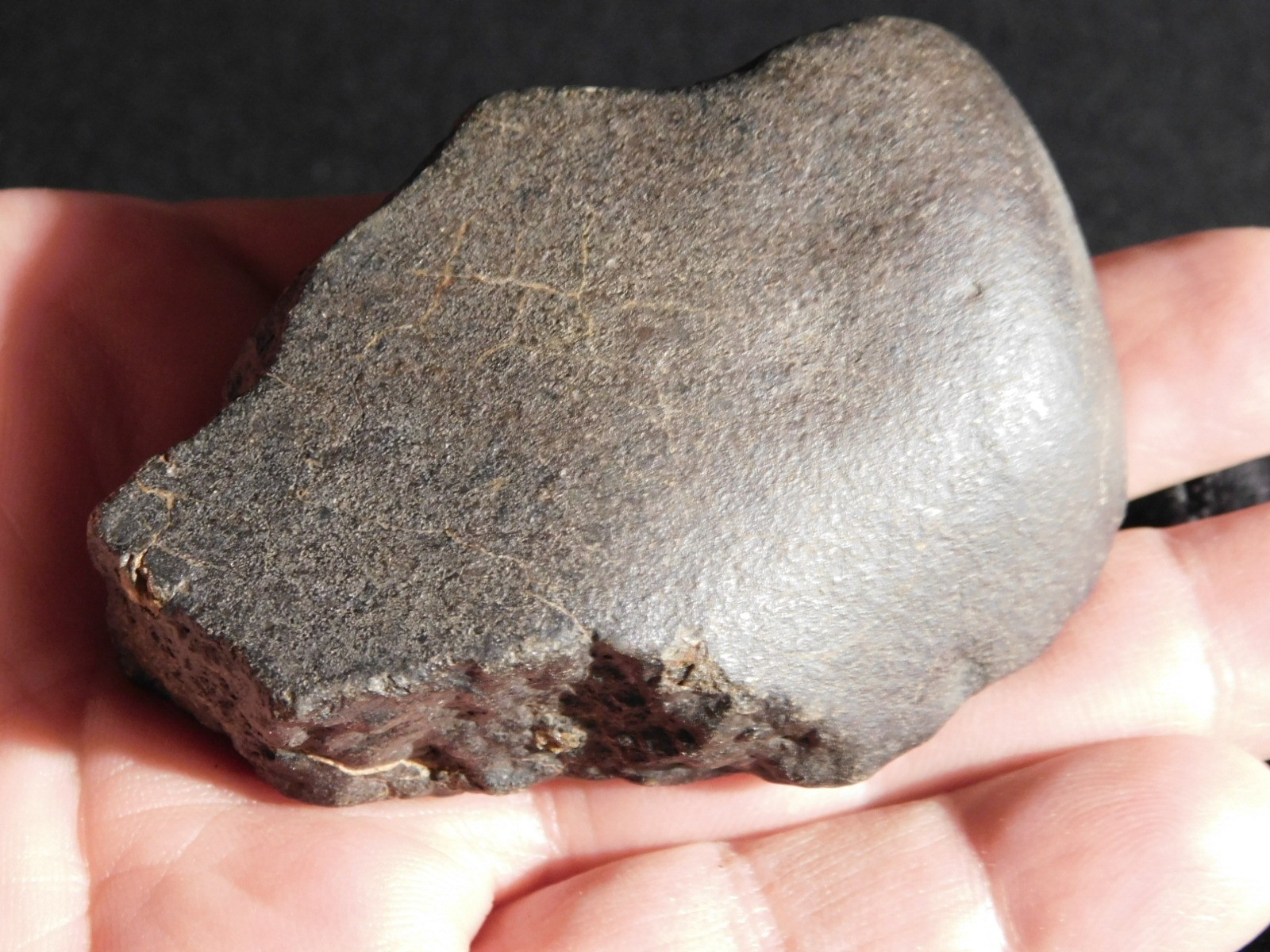 wOw! Larger! Stony METEORITE with DARK Silky Fusion Crust! FELL in Libya 219gr
