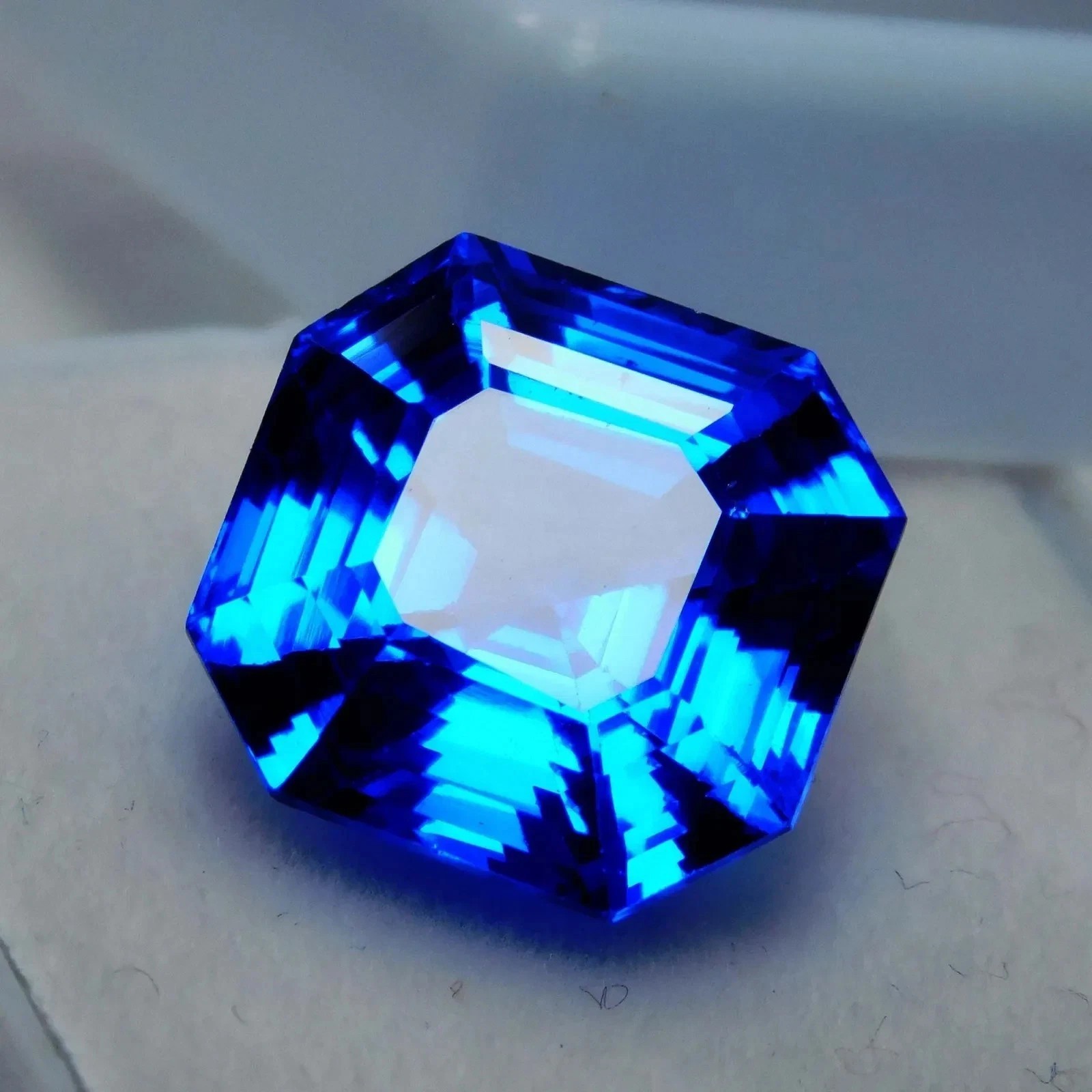 15.3 Ct Certified Natural Blue Sapphire Asscher Cut Sri Lanka Loose Gemstone