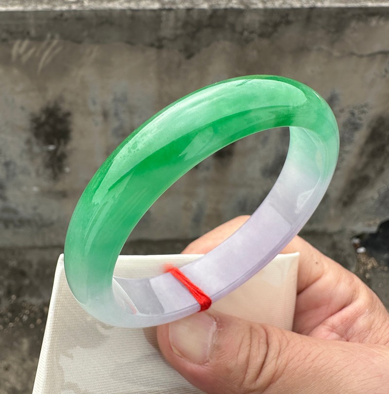 Certified Natural Grade AAA Ice Green Burmese Jade jadeite bracelet bangle 57MM