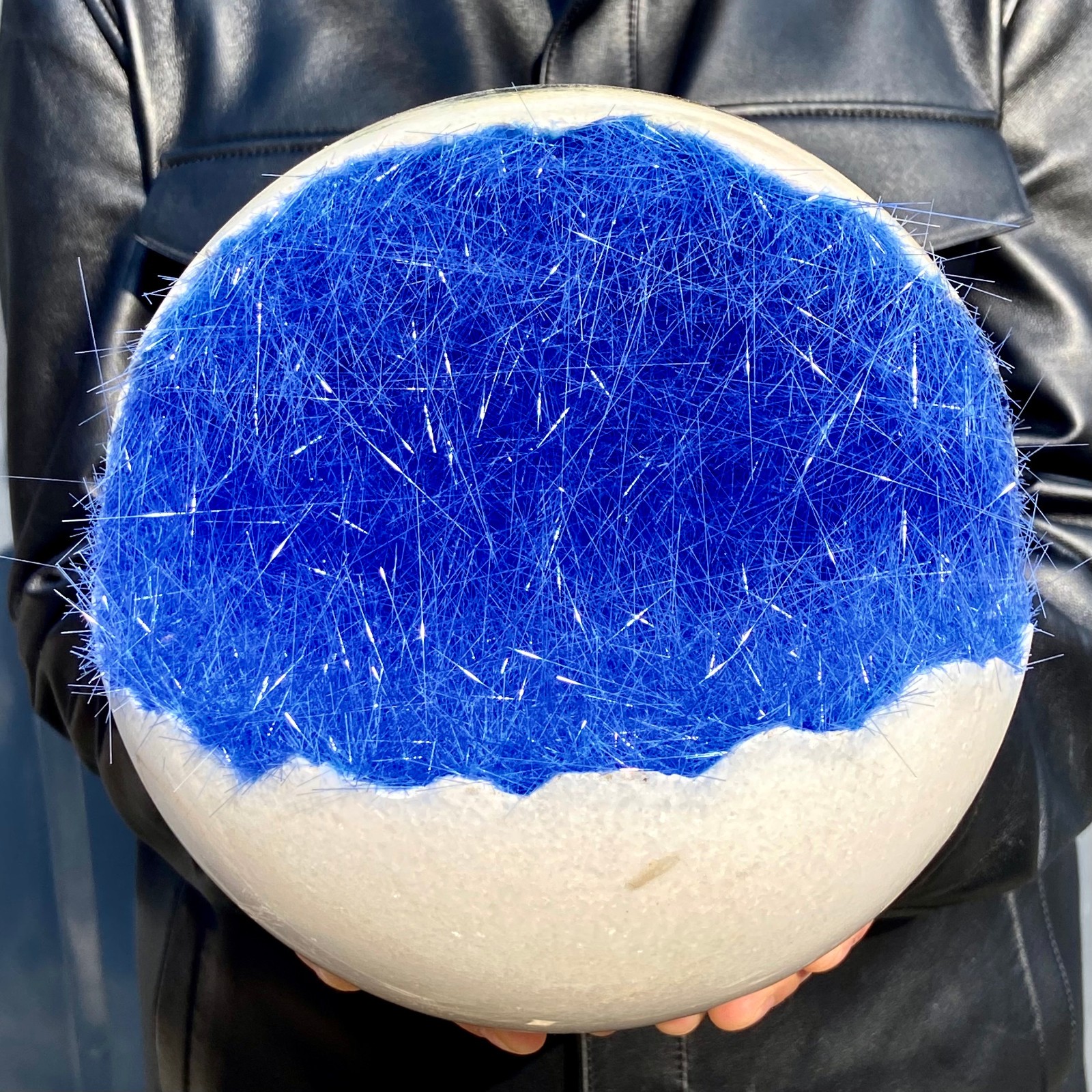 15LB Rare blue iron ore phosphate magnesium ore smiling crystal ball for healing