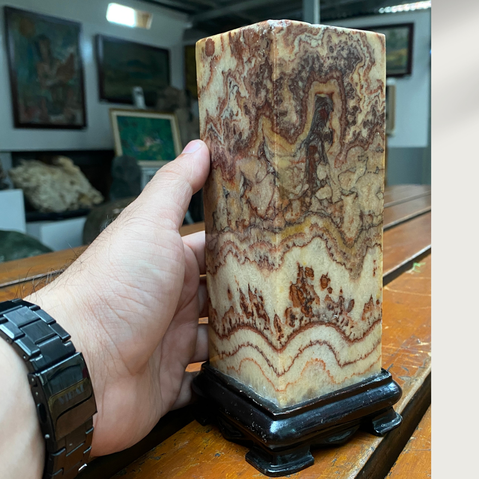 1600Gr RARE FANTASTIC Chinese Dendritic Limestone Picture Stone Guohua