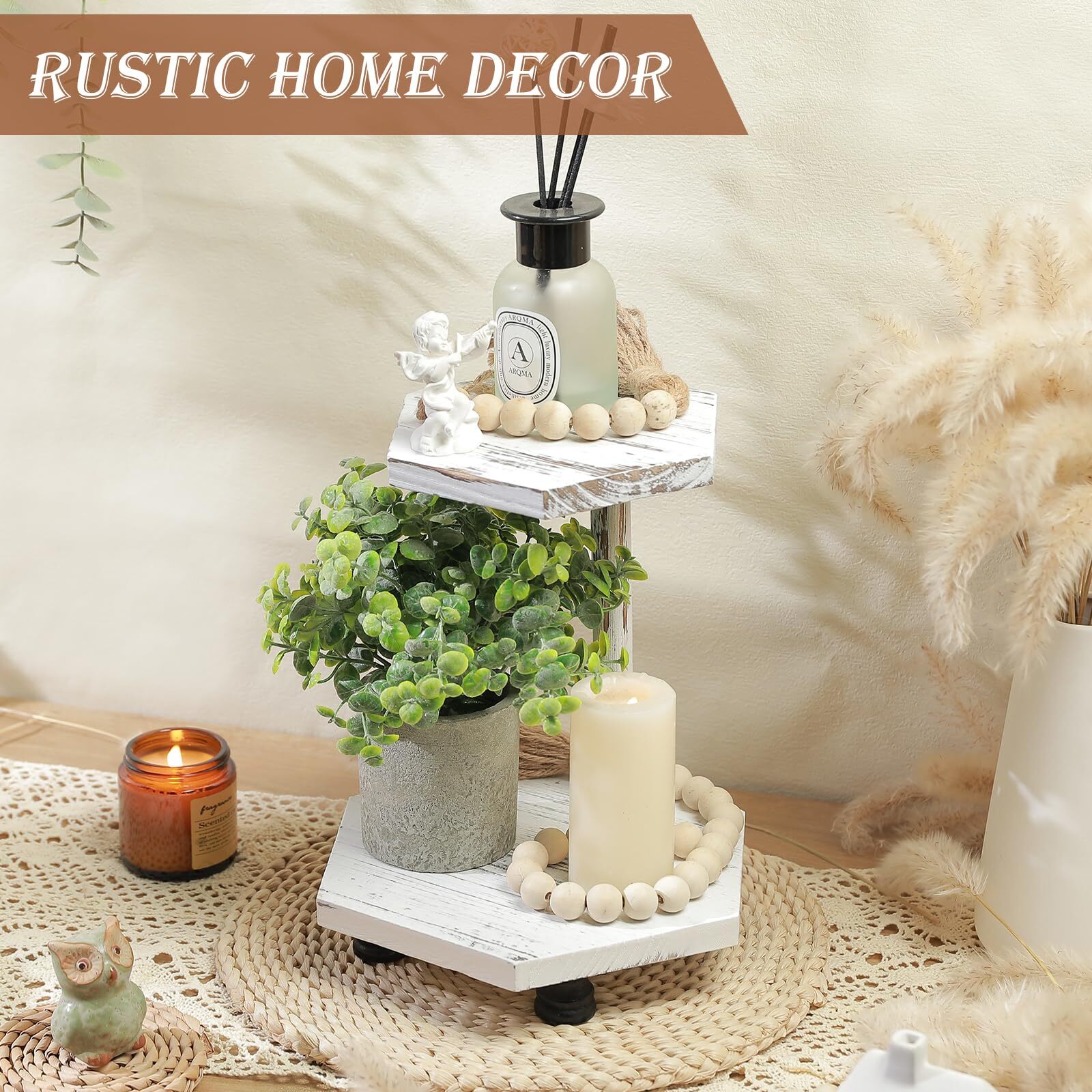 Hexagonal Wood Riser For Display 2pack Wood Farmhouse Riser For Kitchen Bathroom