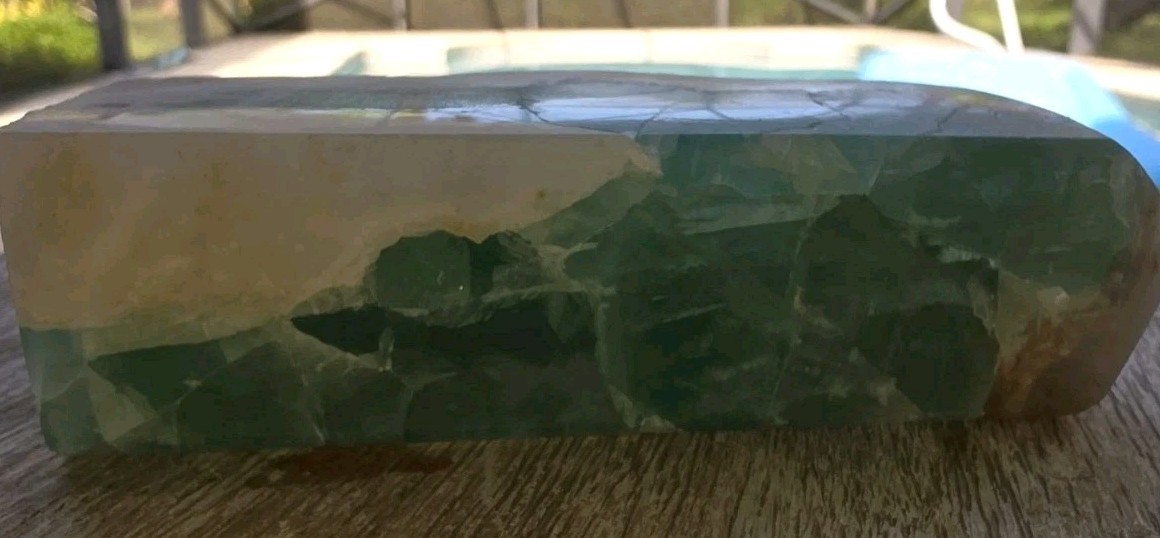 Natural Green Fluorite Tower 2lbs 6oz 6 1/2 In cut slab