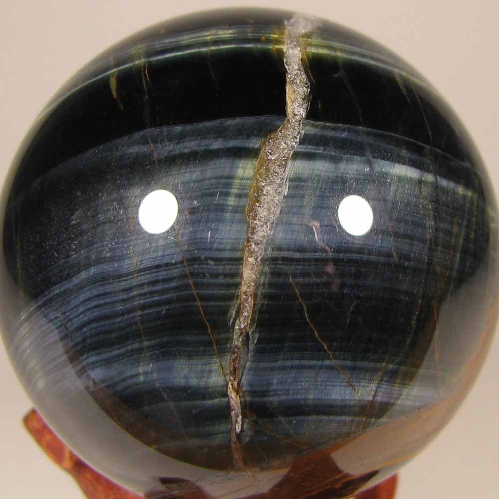2.1″ BLUE TIGER EYE Gemstone Polished Sphere w/ Stand – South Africa – 54mm