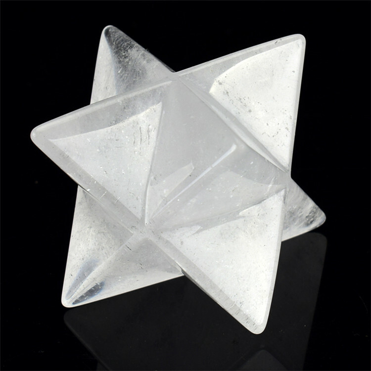 1PCS 40mm Natural Quartz White Crystal Merkaba Star Reiki Healing Realistic