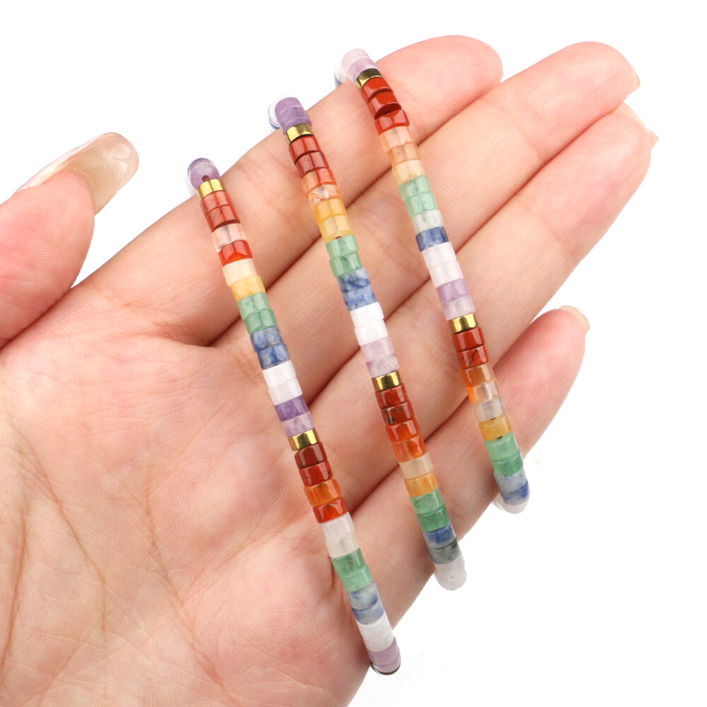 Natural Beaded Crystal Stone Bracelet Handmade Gemstone Dainty Jewelry Healing