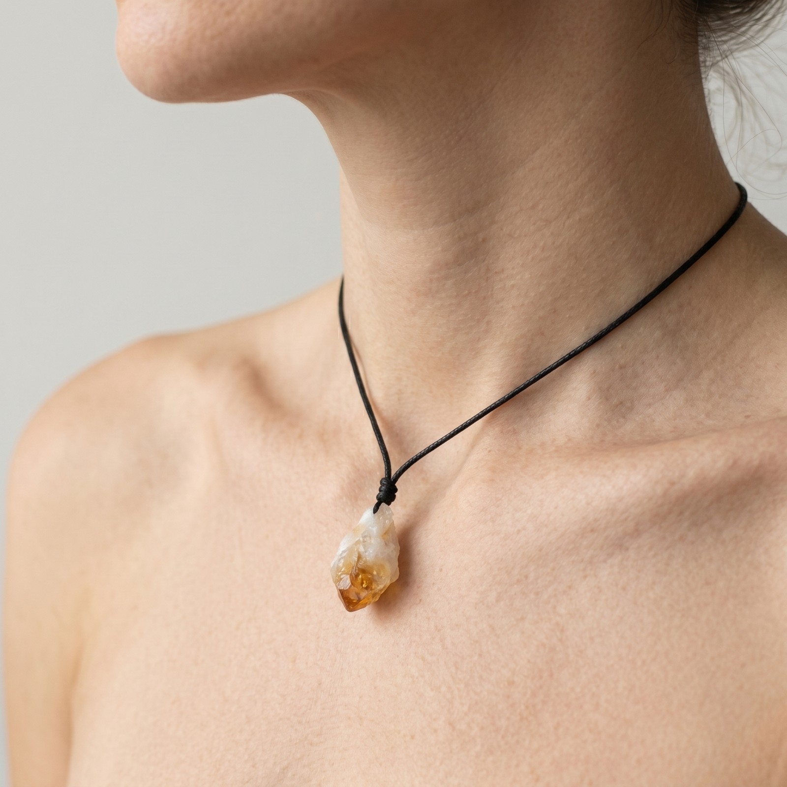 Natural Raw Citrine Crystal Pendant Necklace Healing Rough Gemstone Boho Jewelry