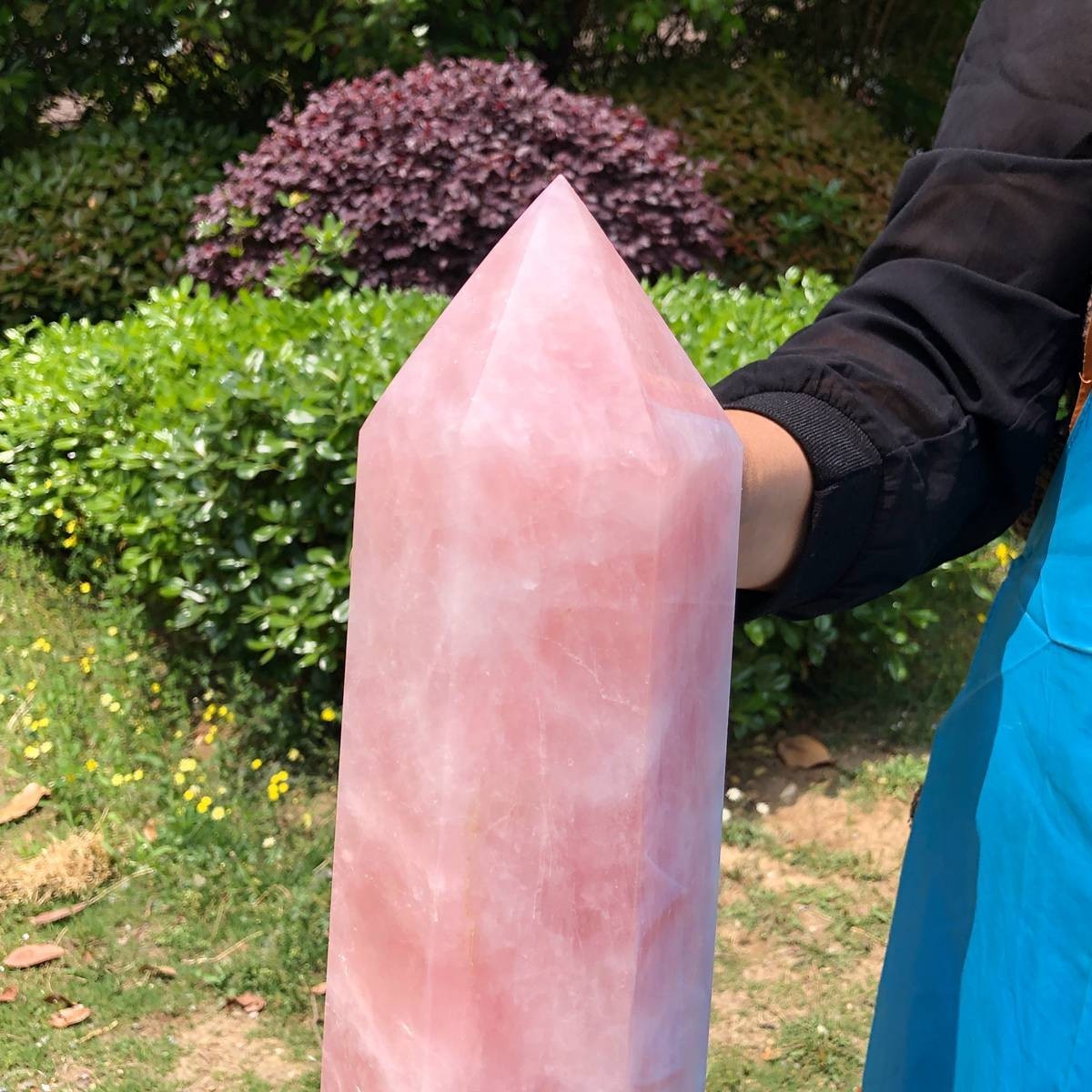 9.74LB Natural rose quartz obelisk pink crystal tower point healing decor