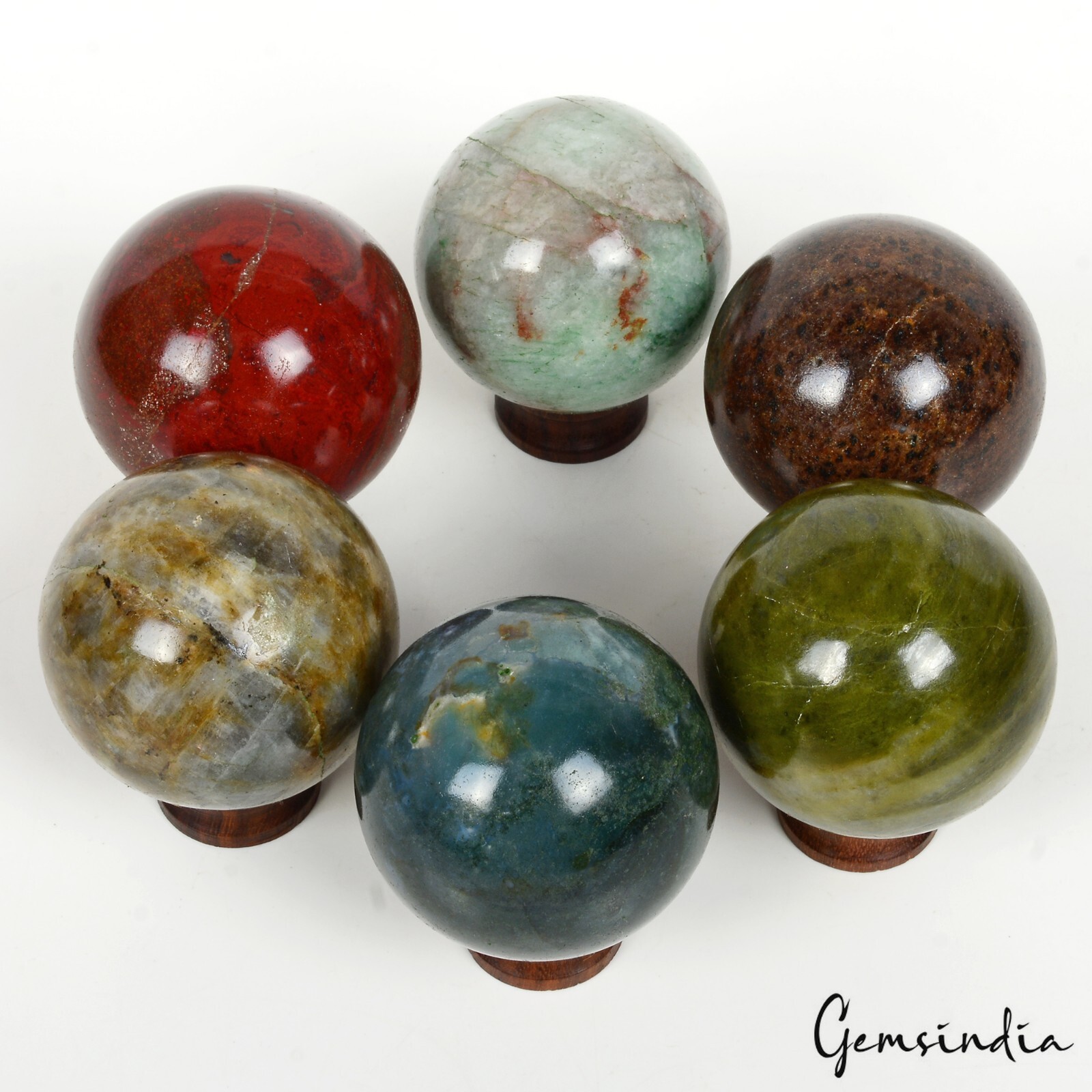 1.52 Kilo Natural Multi Gemstone Healing Crystal Mineral Gems Sphere With Stand