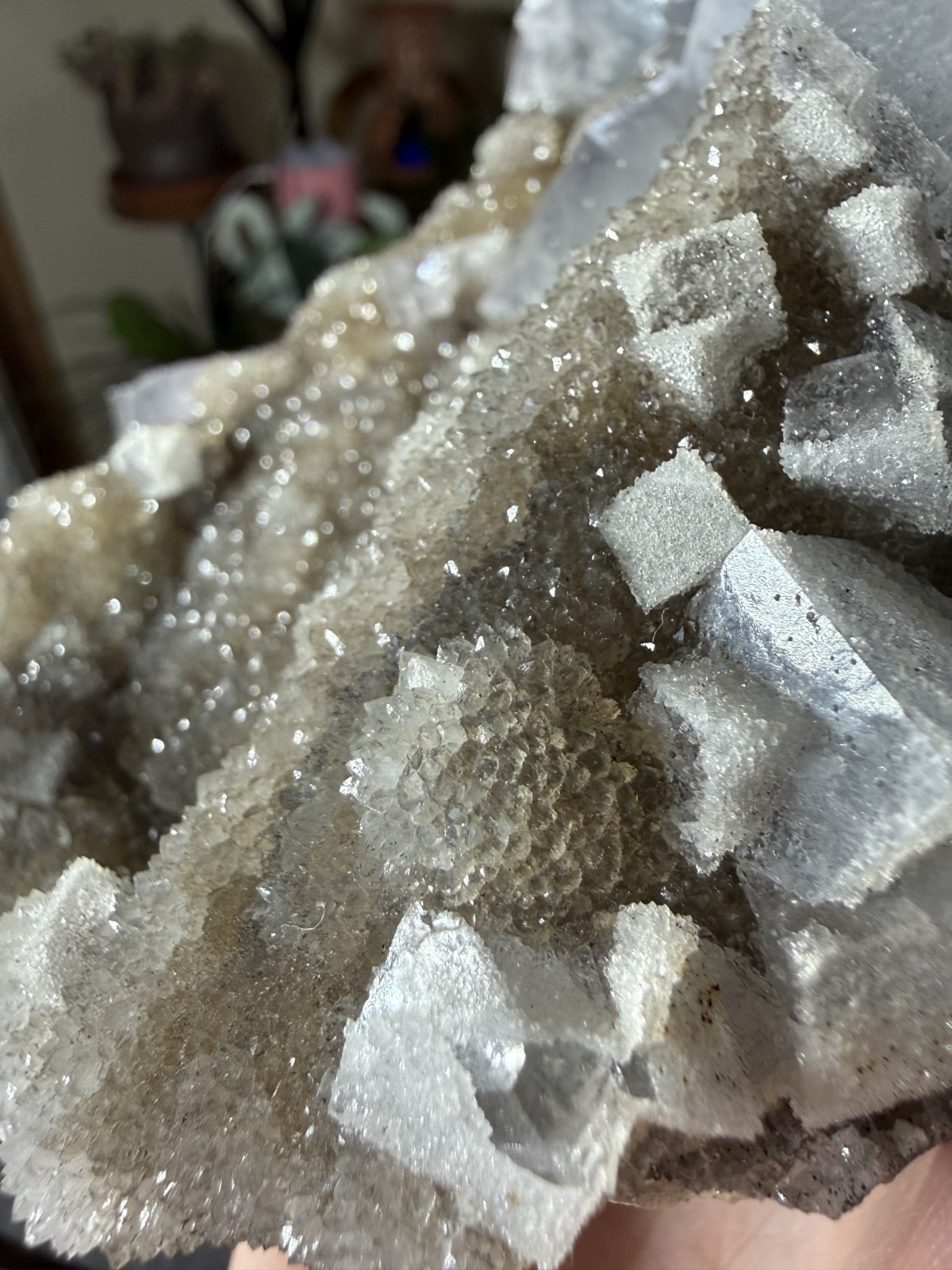 Sky Blue Cubic Fluorite on Smoky Quartz Crystal – 3.86lbs