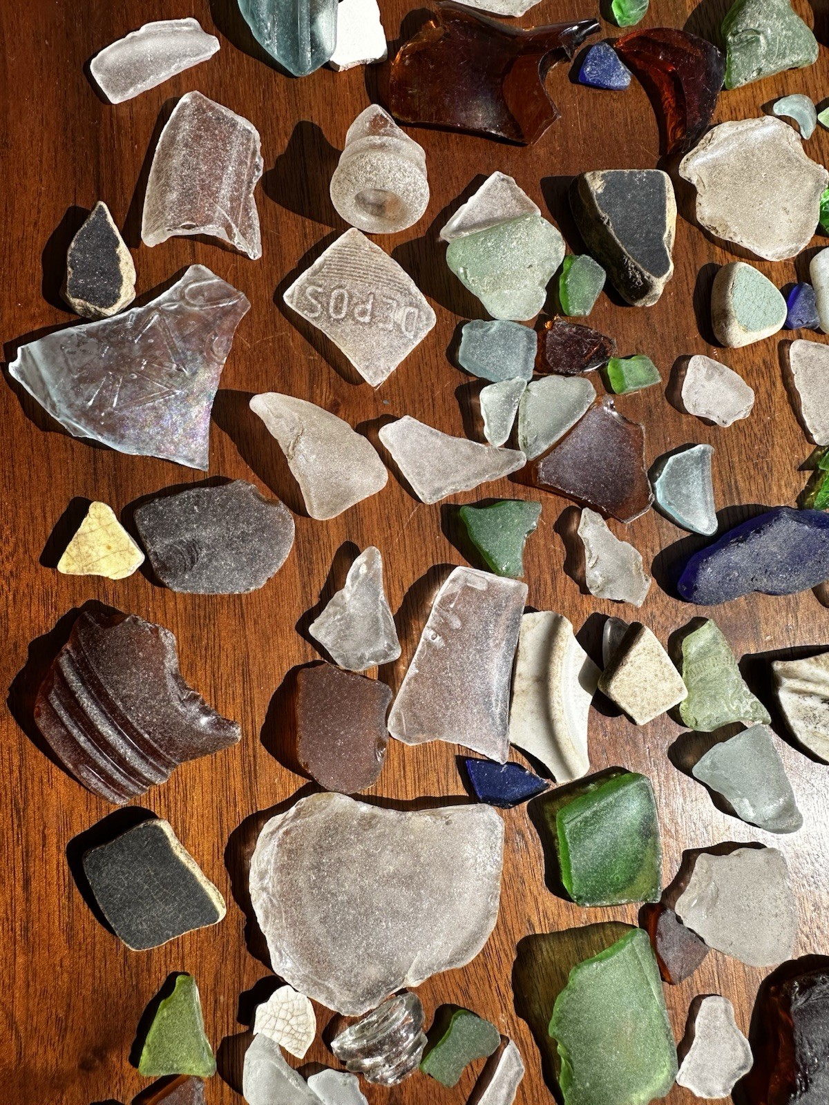 1 Plus Pounds of Natural Pa. River Glass- Green, Brown, Clear, White & Others