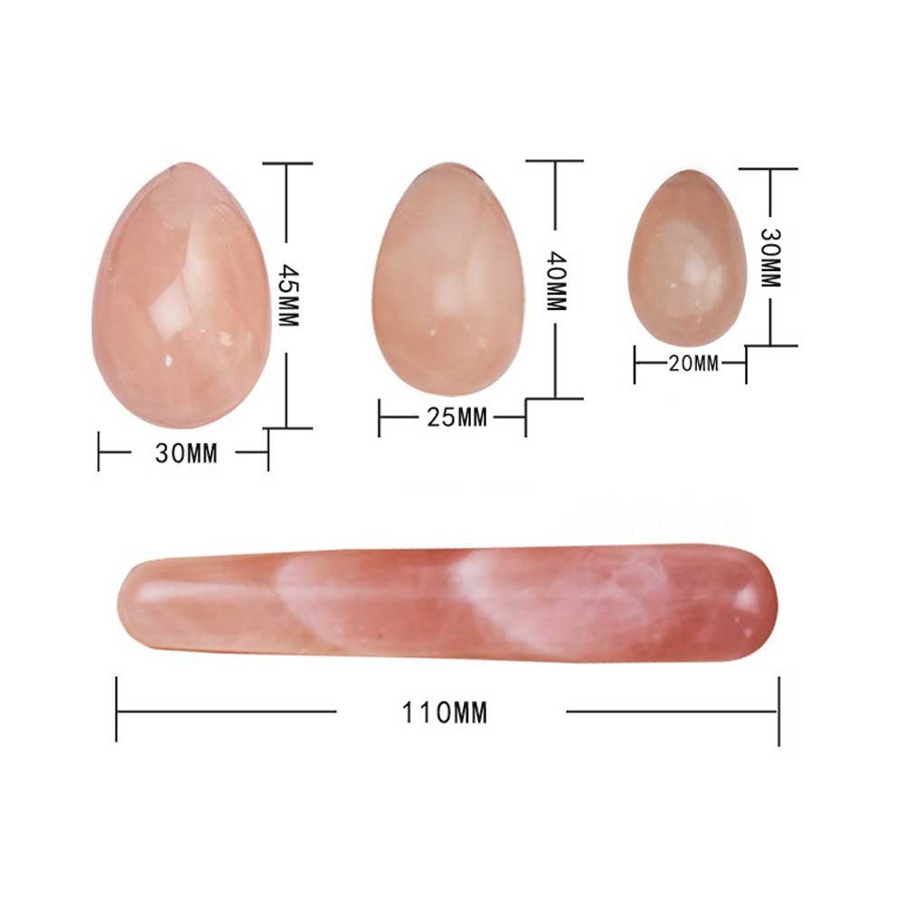4X Yoni Eggs Set and Massage Wand Nephrite Jade Rose Quartz Opalite Yoni Egg
