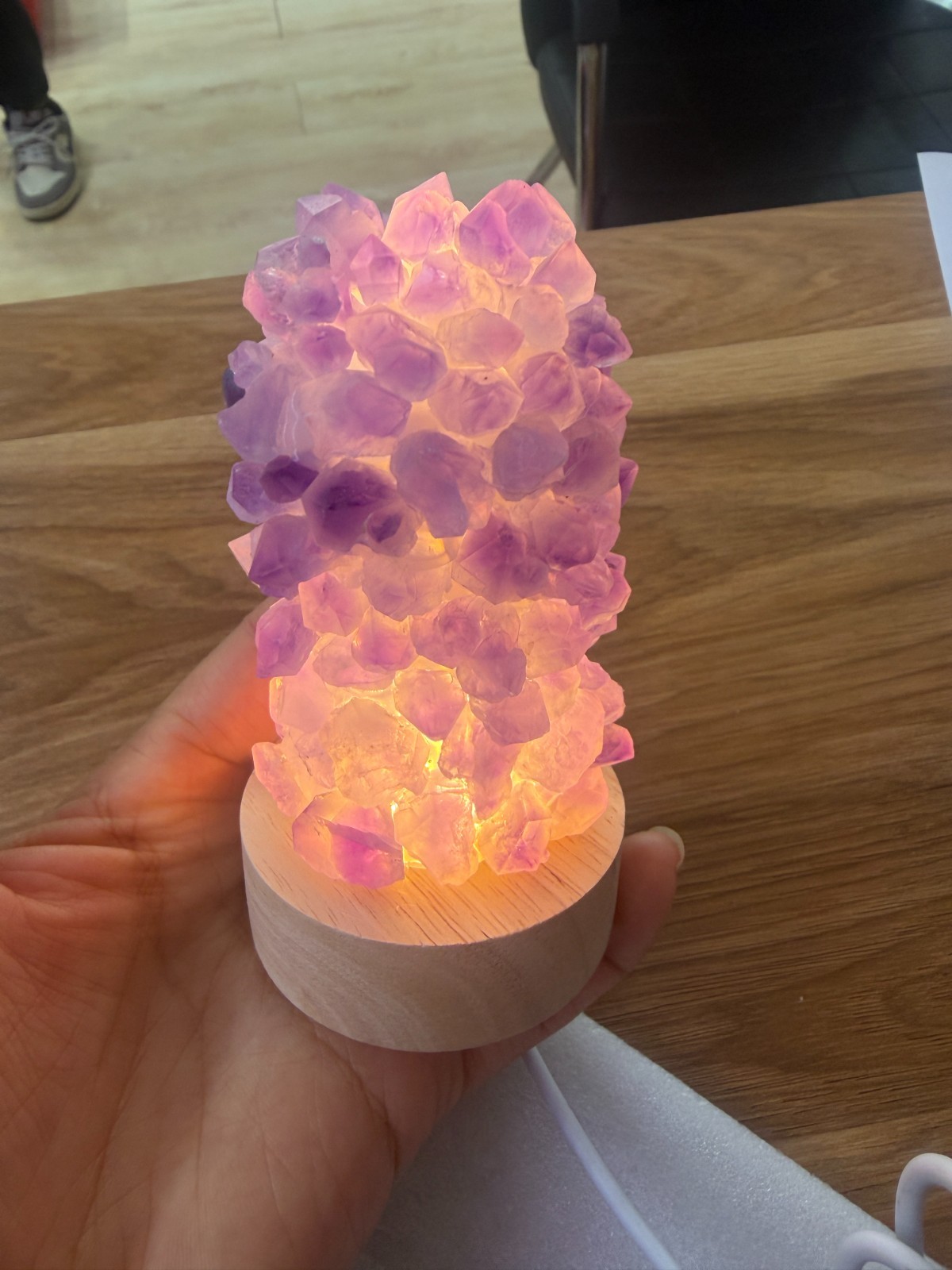 1pc natural amethys Crushed stone Quartz Crystal DIY USB Night lamp energy