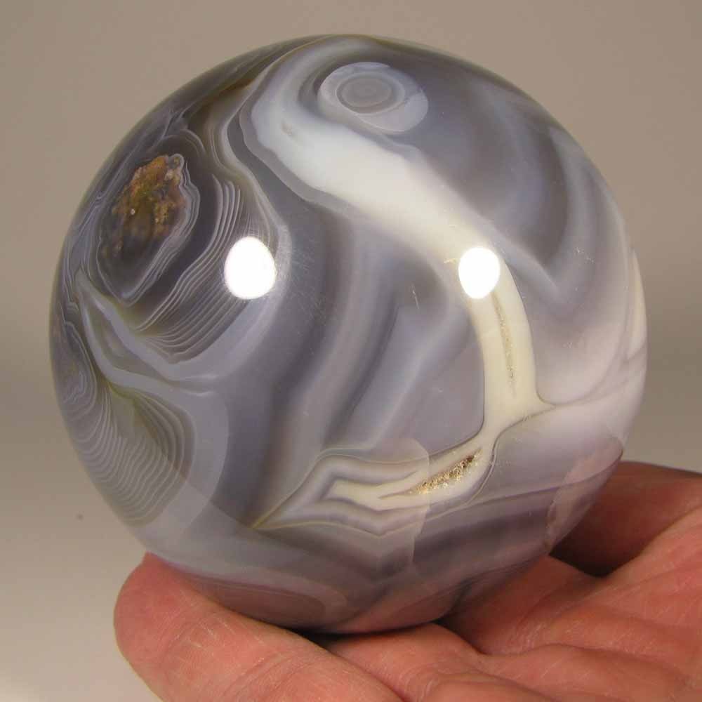 3″ BANDED AGATE Crystal Sphere Ball w/ Stand – Madagascar – 76mm – 1.4 lbs.