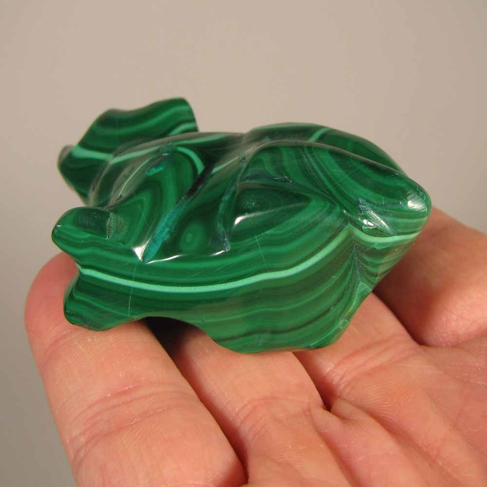2.4″ Handcarved MALACHITE CAT Gemstone Animal Carving – Congo, Africa