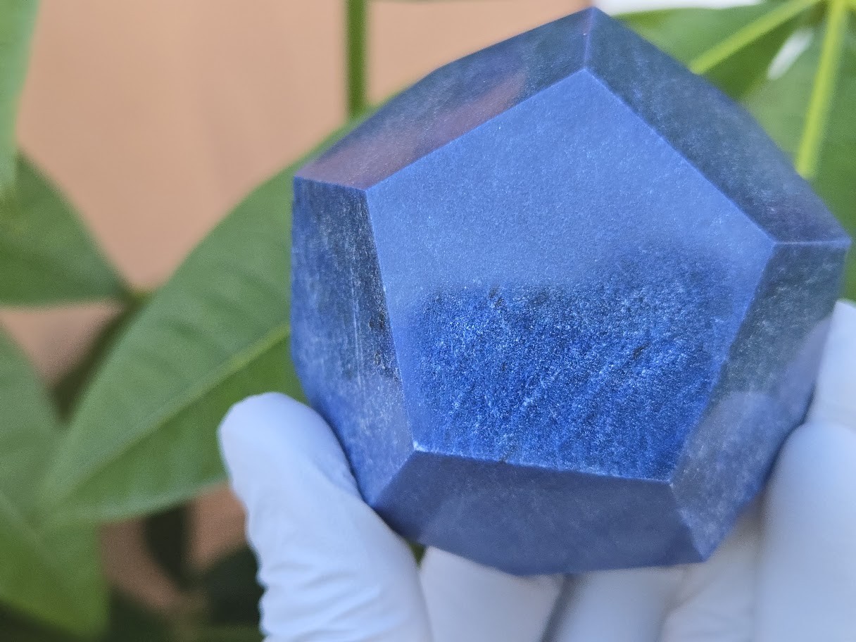 Blue Aventurine Carved Geometric Dodecahedron, Large (55 to 60mm) Crystal