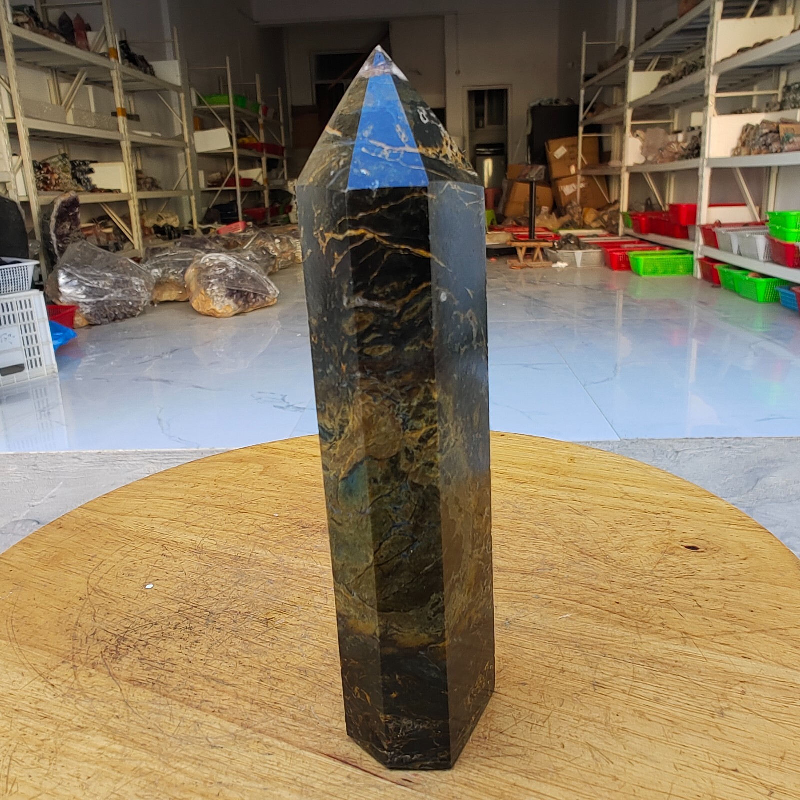 300g WOW! Natural Rare Pietersite Crystal Obelisk Quartz Tower Point Healing