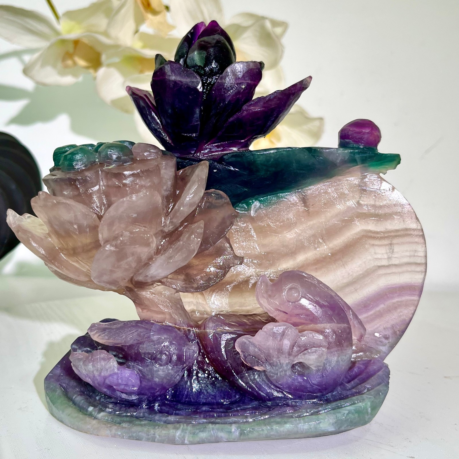 4.47LB Natural fluorite quartz products, hand carved and polished spiritual orn