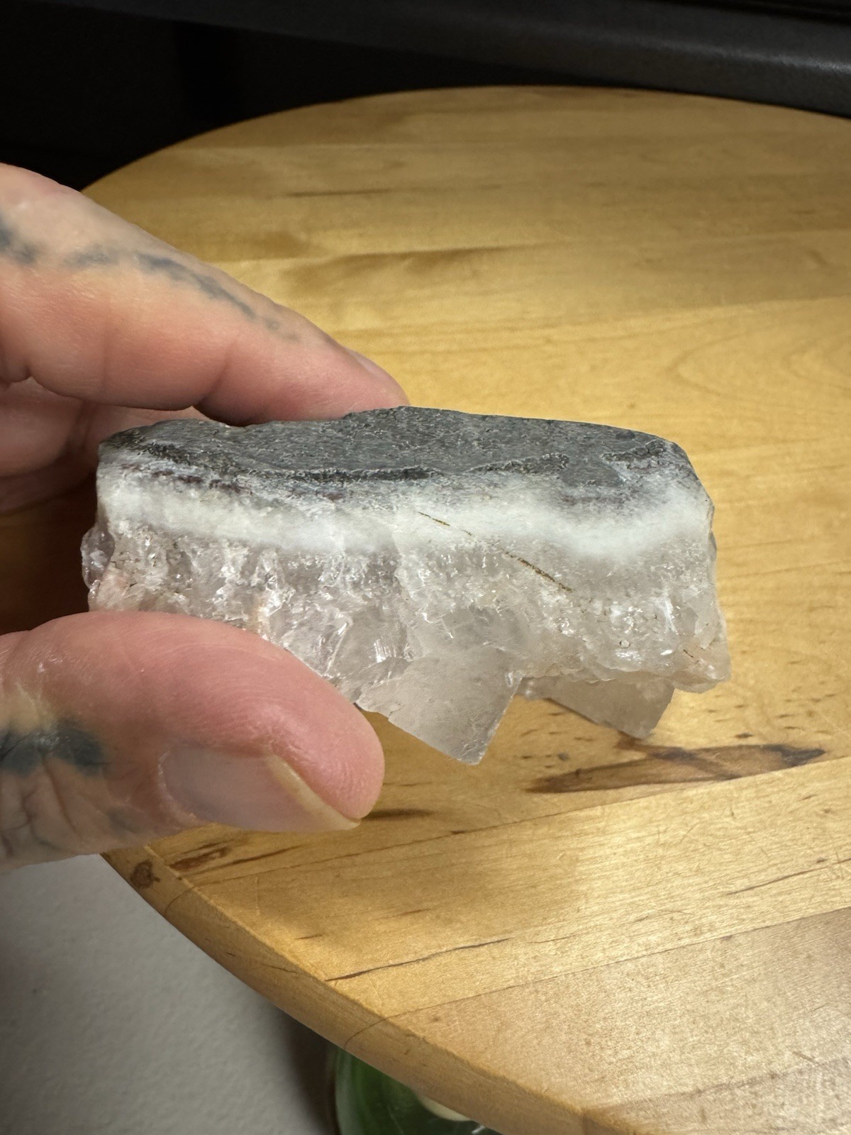 7099 Apophyllite With Stilabite India 1.5”T 2.0”W 3.4”L Wt. 8 Oz.