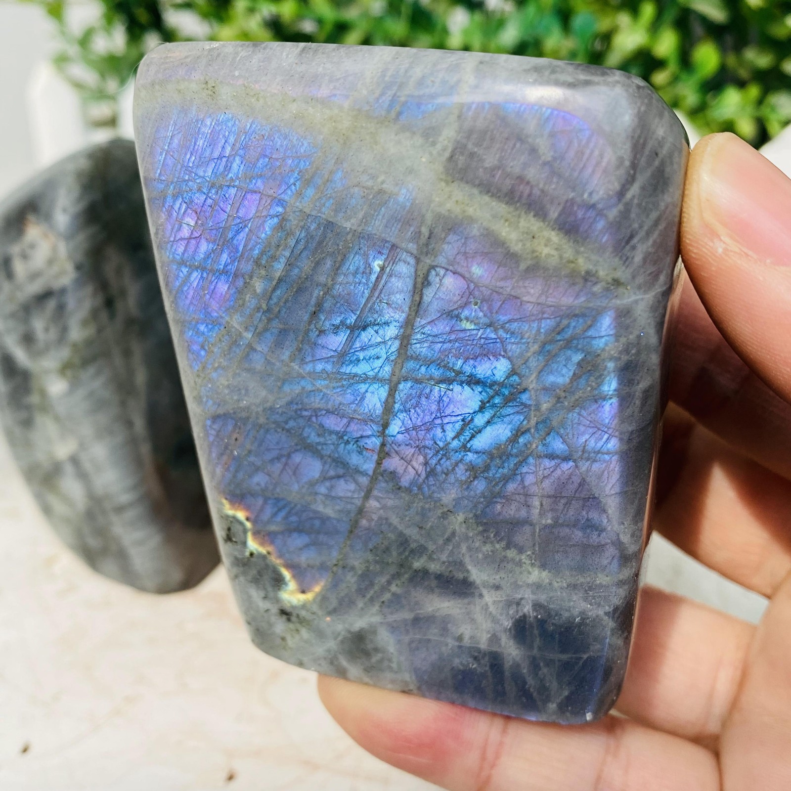 Natural Purple Labradorite Quartz Crystal Freeform Mineral Specimen 1380g