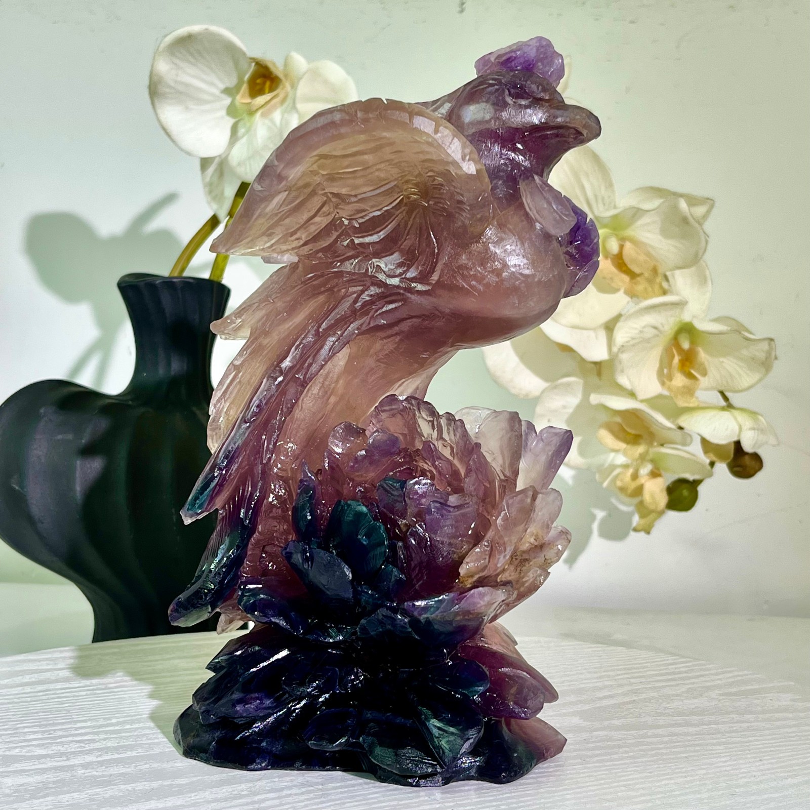 6.43LB Natural fluorite quartz products, hand carved and polished spiritual orn