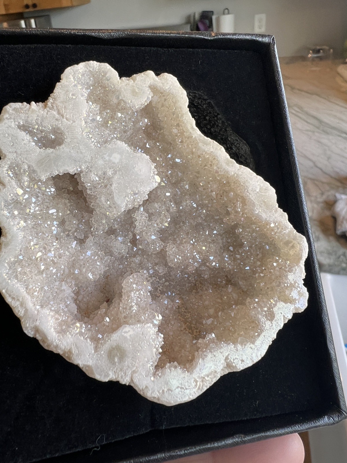 KALIFANO Celestite Crystal Cluster Geode – High Energy in gift box and card