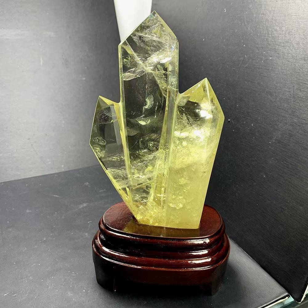 1.57LB Natural Citrine Quartz Obelisk Energy Crystal Tower Point Reiki +Stand