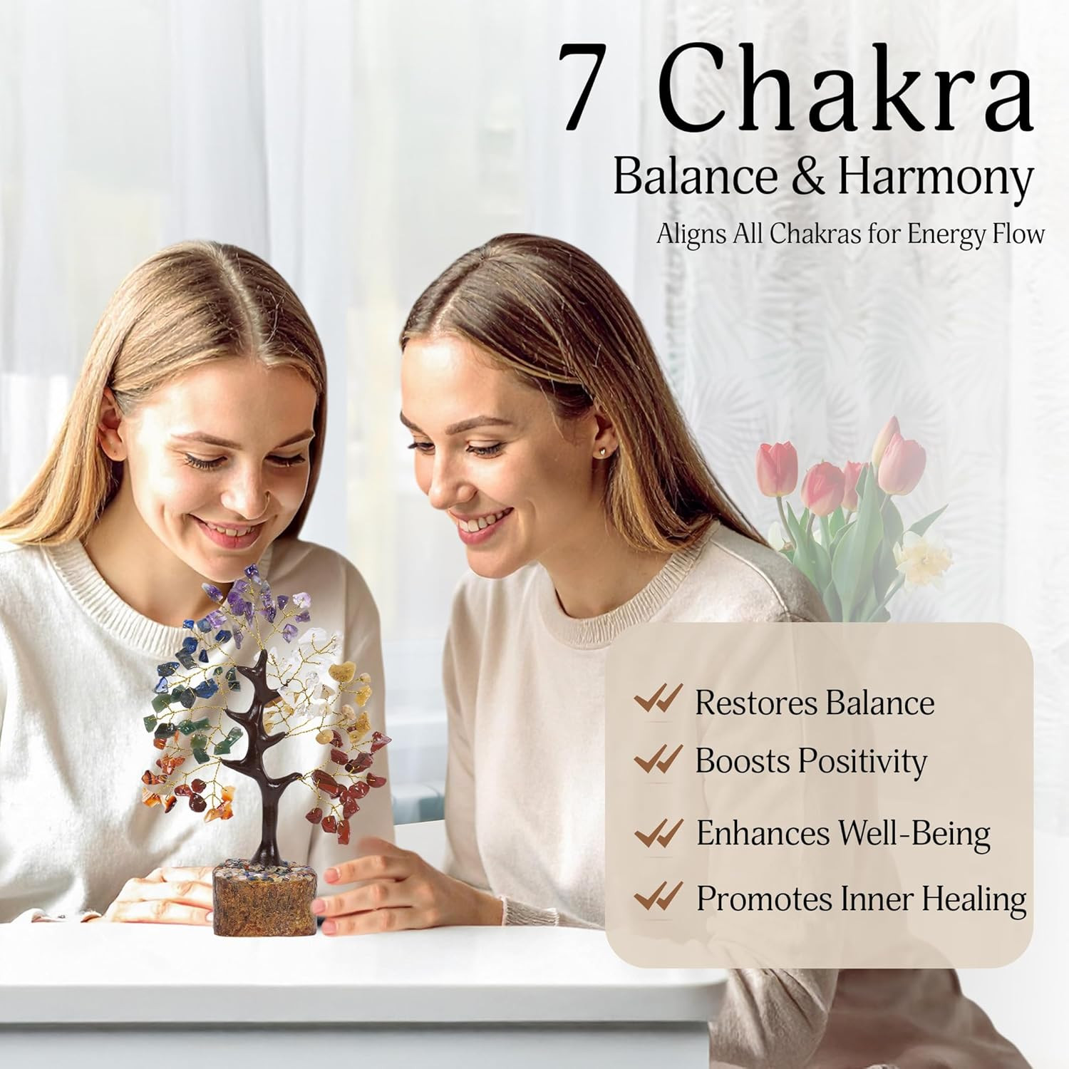 7 Chakra Tree of Life, Gemstone Tree, Birthday Gifts for Women, Crystal Home Dec
