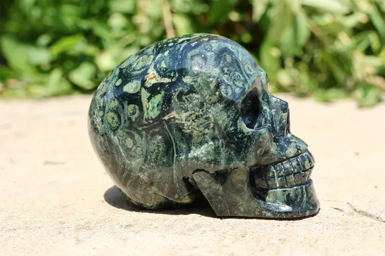 2LB+ Natural Kambaba Jasper Quartz crystal carving skull Reiki healing 1pc