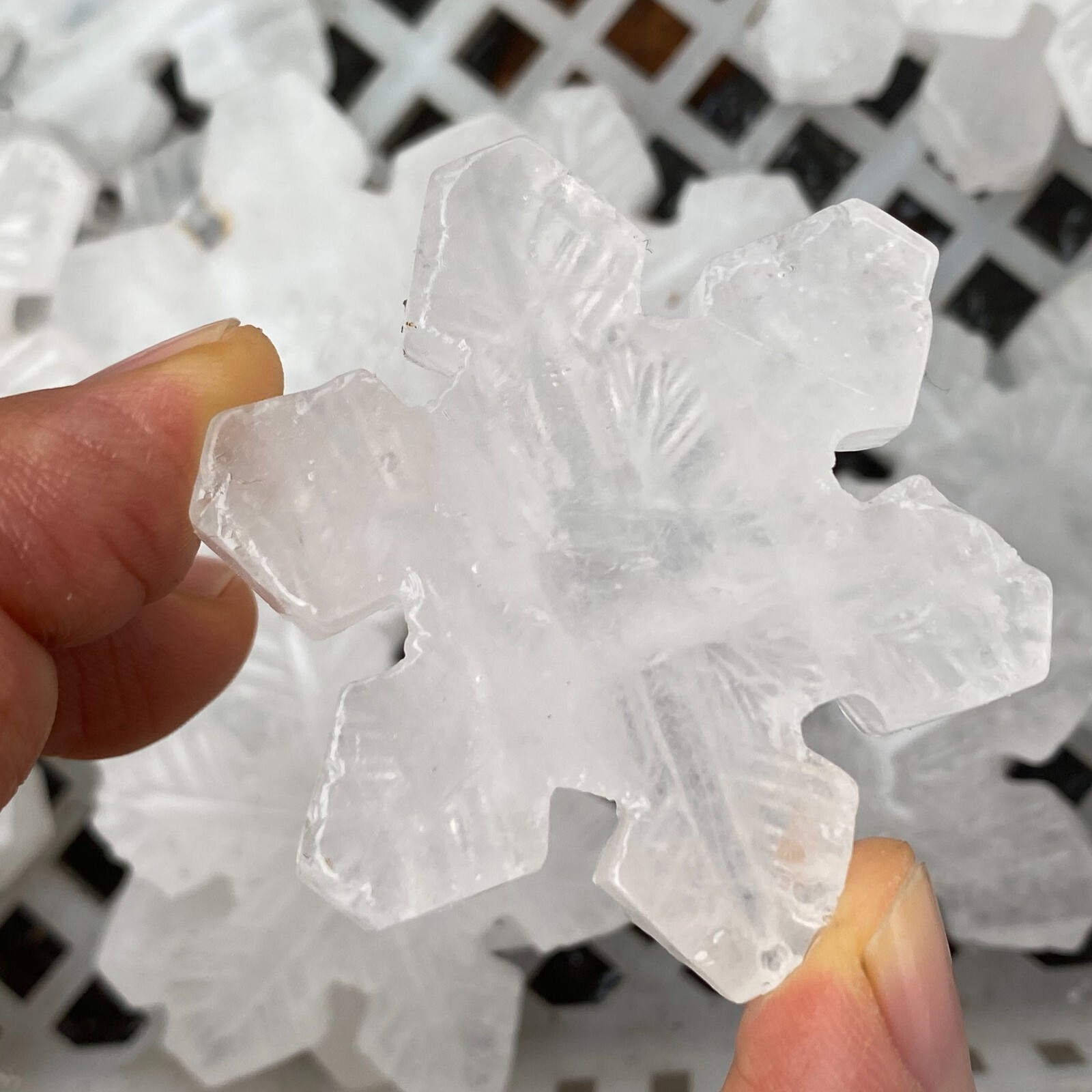 TOP Natural Gypsum Selenite snow Hand Carved Quartz Crystal Reiki healing 1PC
