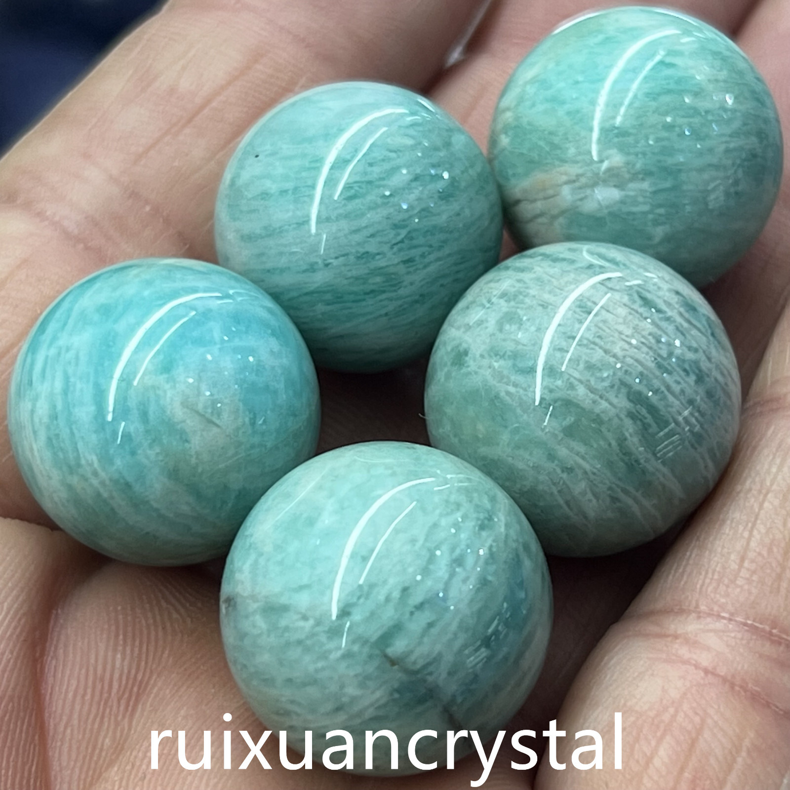 5pc Natural Amazonite Quartz Sphere Crystal Ball Reiki Healing 20mm