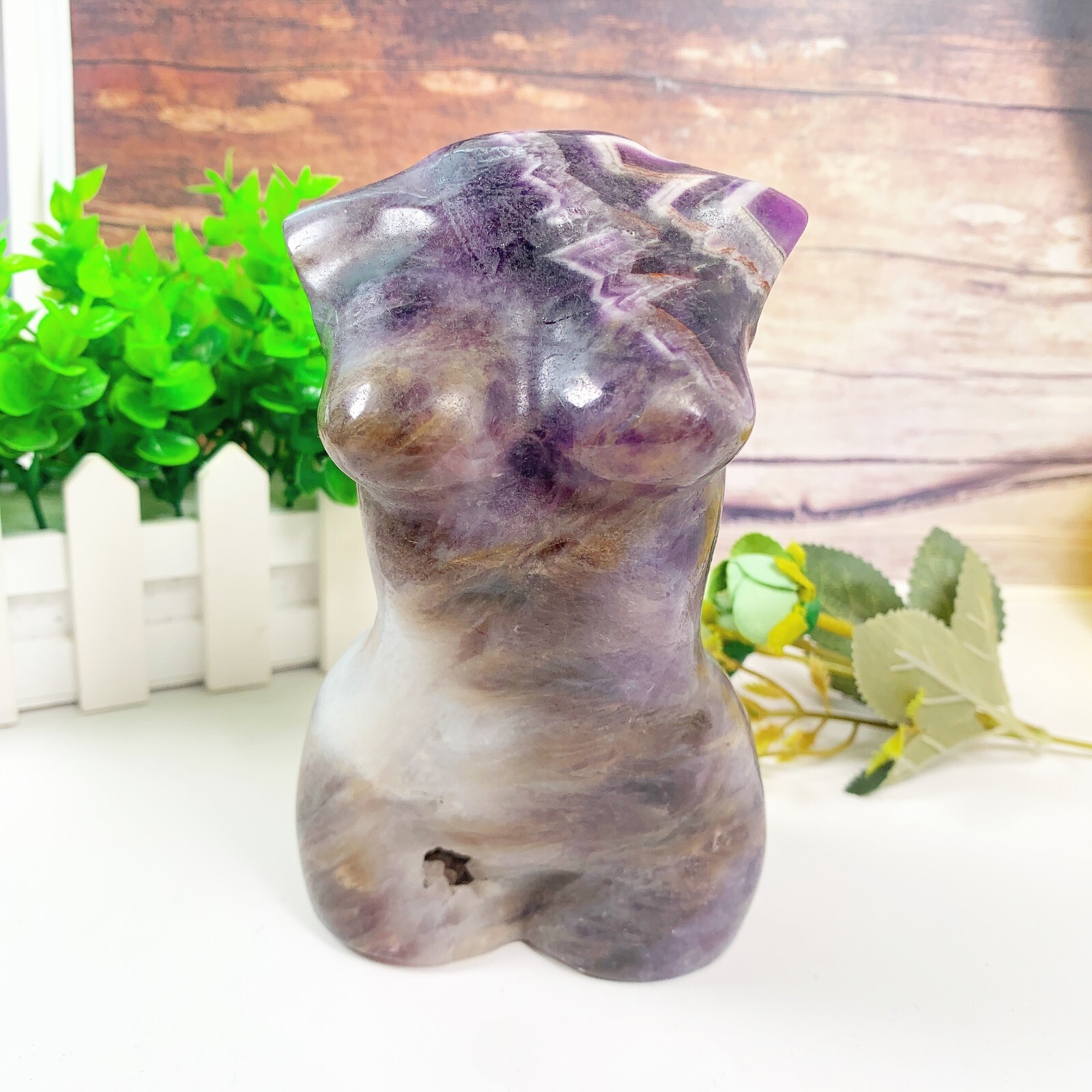 1pc Natural amethyst goddess Crystal woman body carving Home decoration