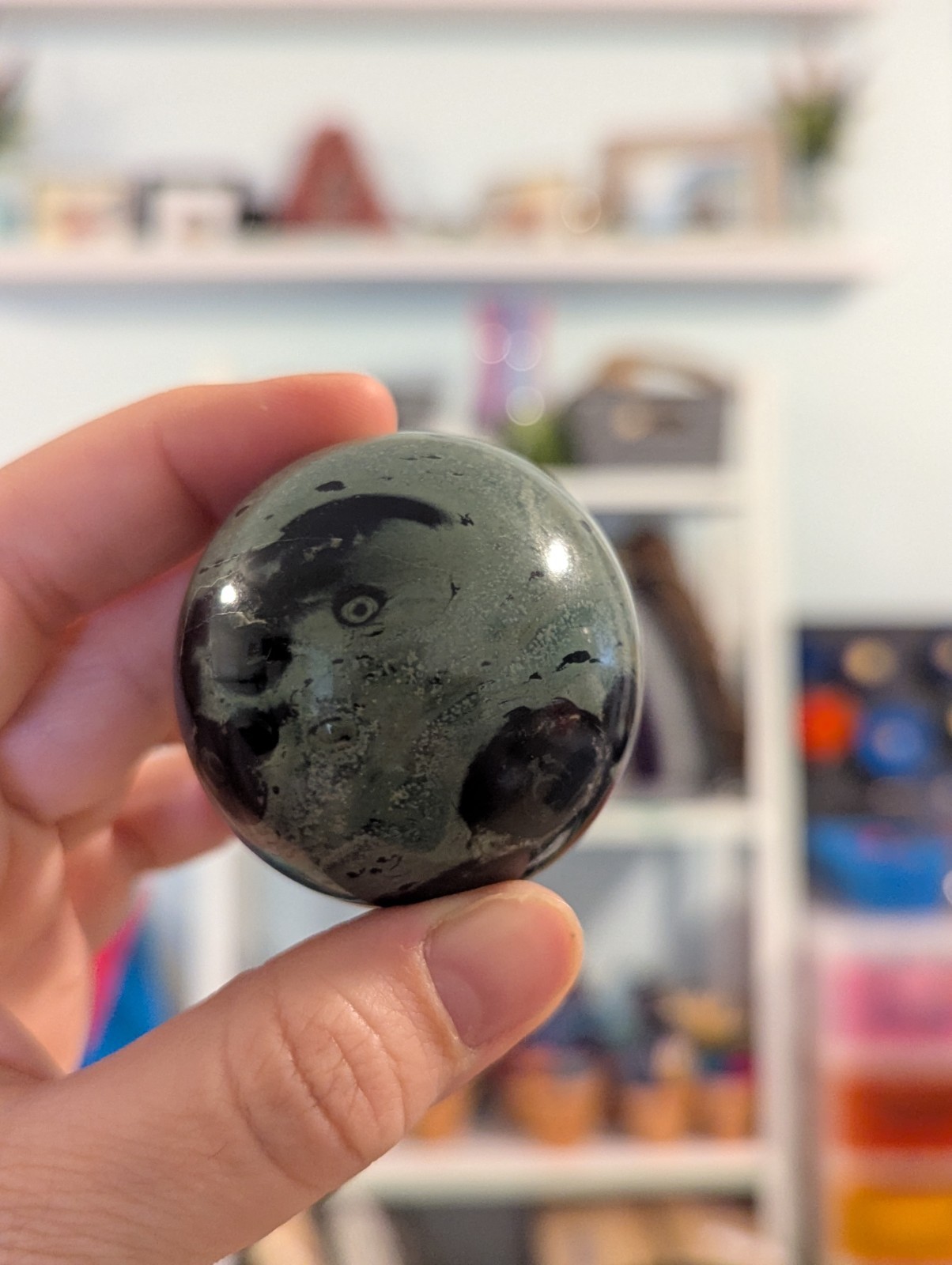 50mm Crocodile Kambaba Jasper Crystal Sphere & Stand (Madagascar) US Seller
