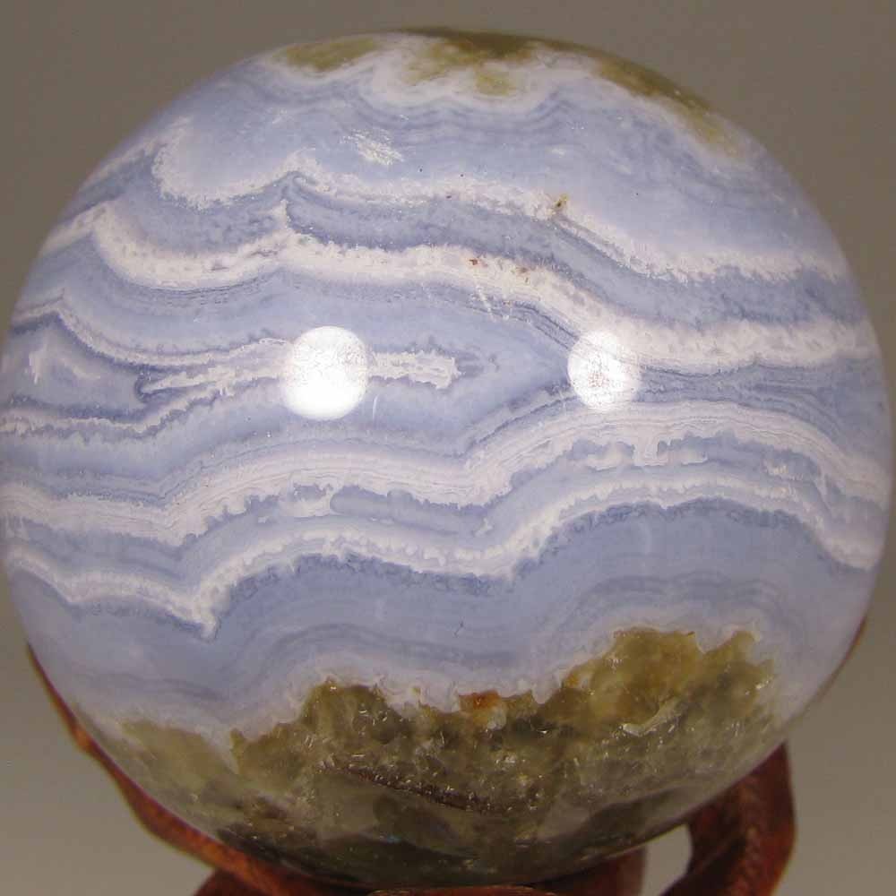 45mm BLUE LACE AGATE Polished Gemstone Sphere Ball w/ Stand – Namibia