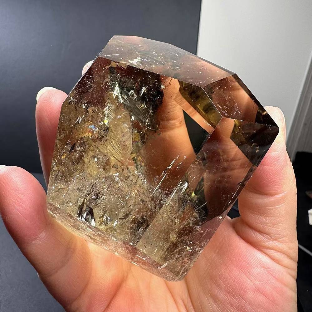 494g Natural Citrine Quartz Carved Freeform Crystal Reiki Healing Decor