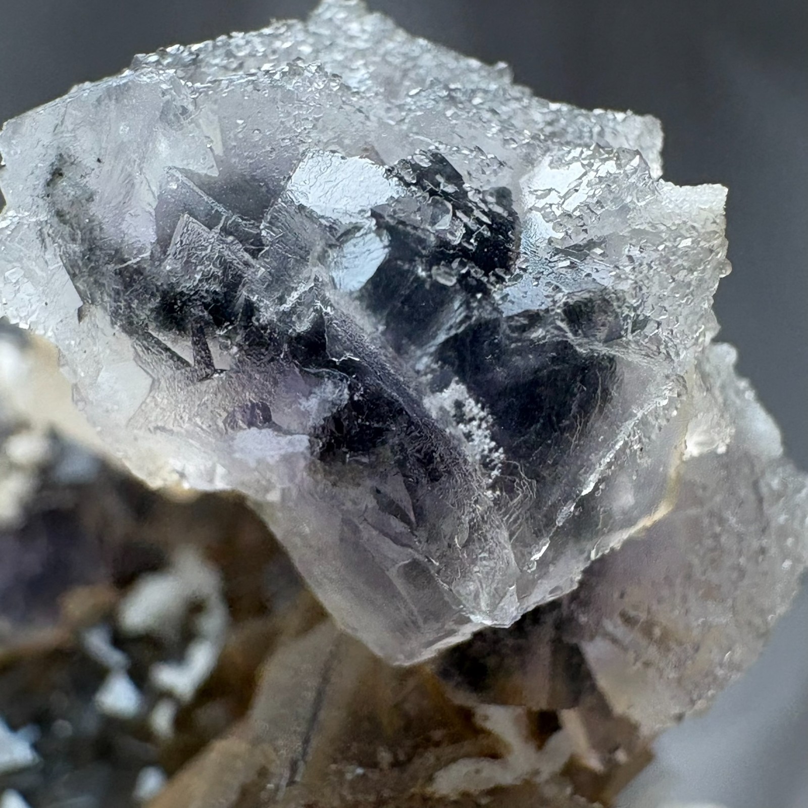 Rare Dual Color Fluorescent Natural Fluorite w/ Gypsum Raw Mineral Specimen