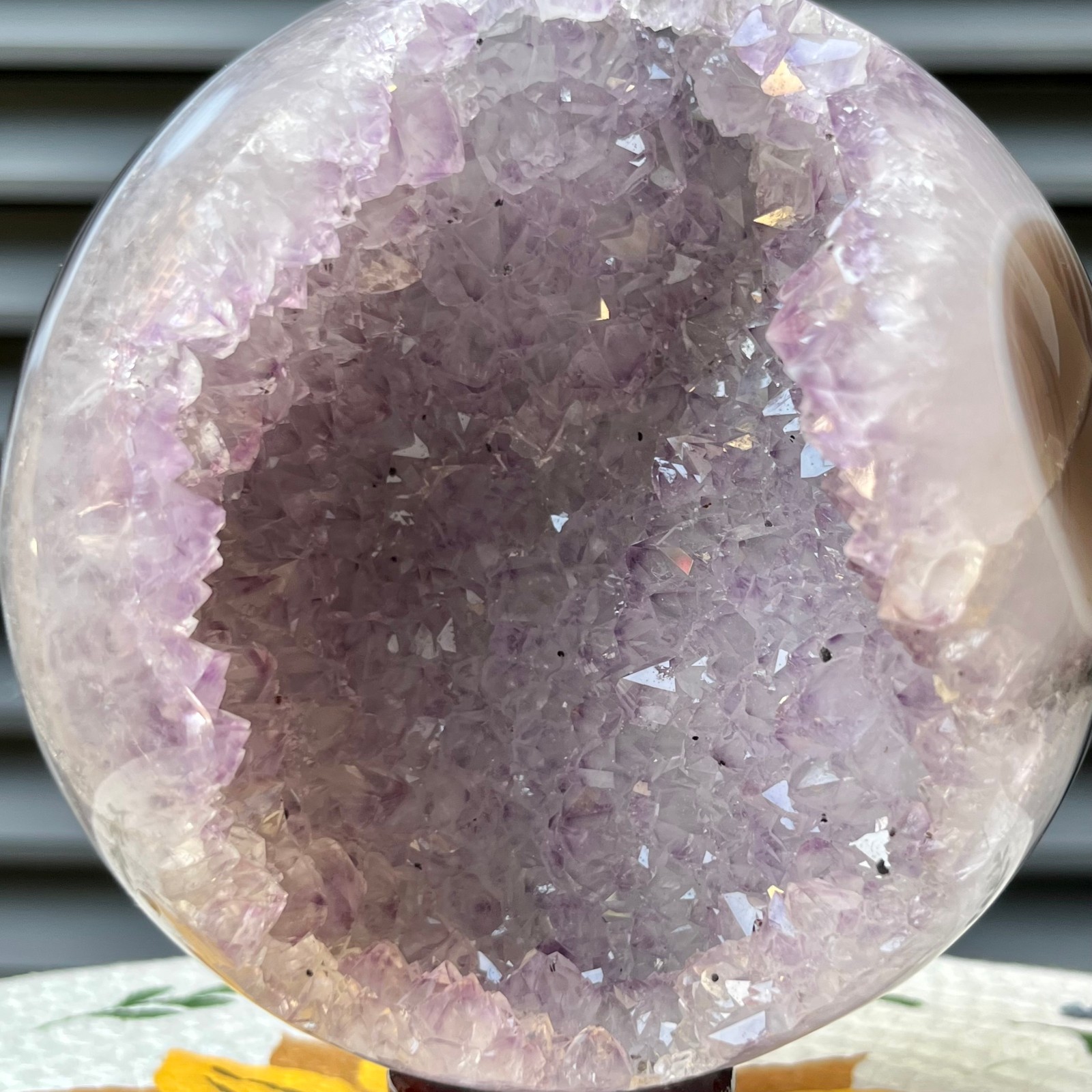 4.3 lb Natural Amethyst Crystal Cluster Sphere Druzy Ball Polished Agate Display
