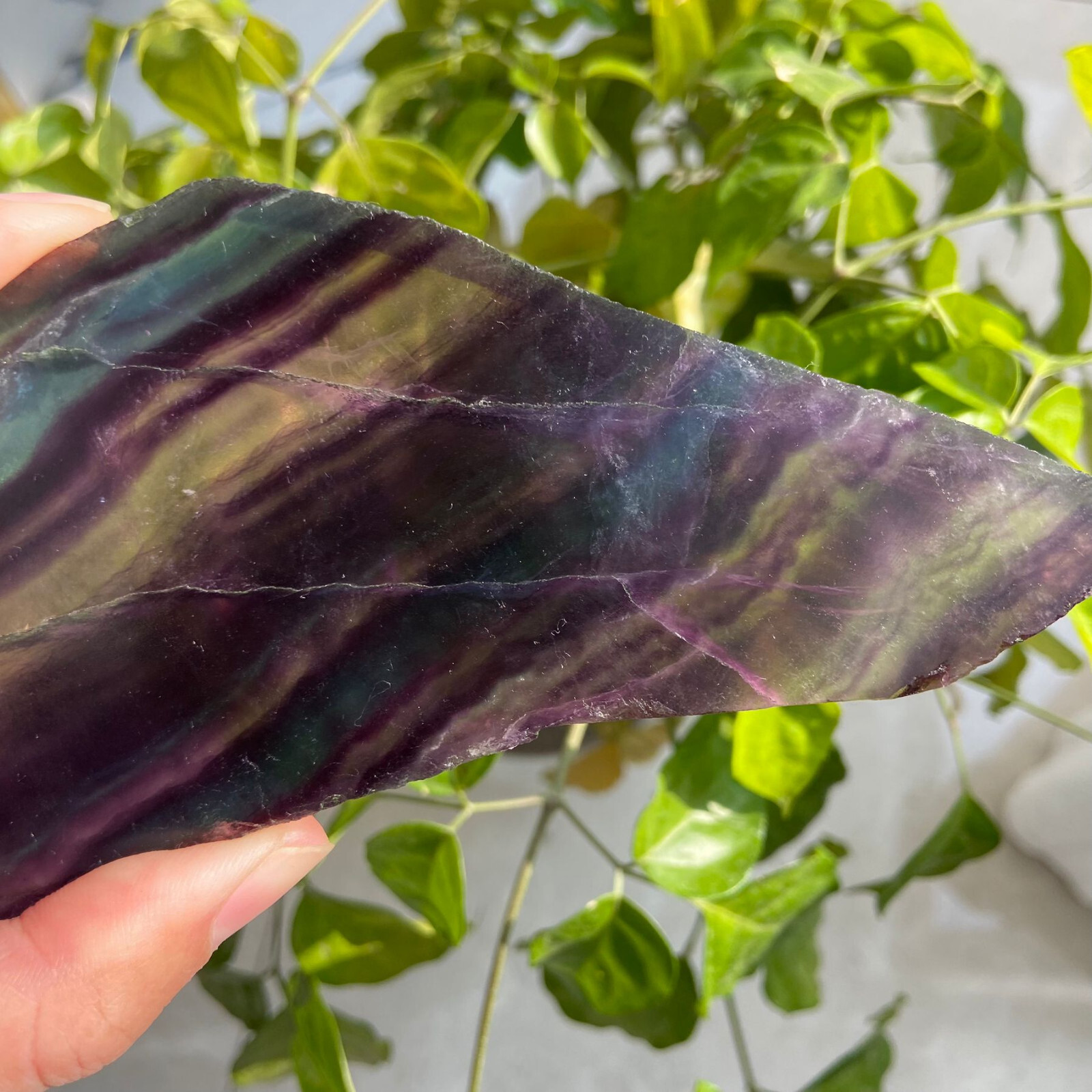 190g Rainbow Fluorite Stone Slab Slice Quartz Crystal Specimen Healing No Stand