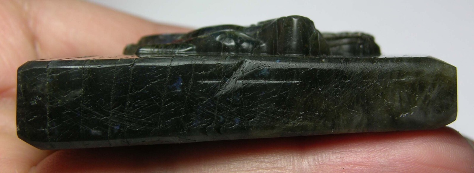 #9 Madagascar 100% Natural Labradorite wolf Carving 61.00mm X 36.00mm x 16.00mm