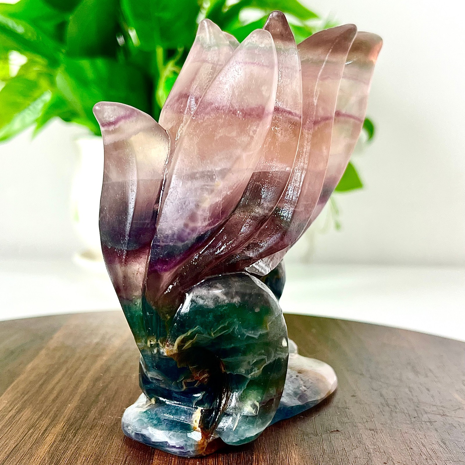 2.05LB Natural fluorite quartz products, hand carved and polished spiritual orna