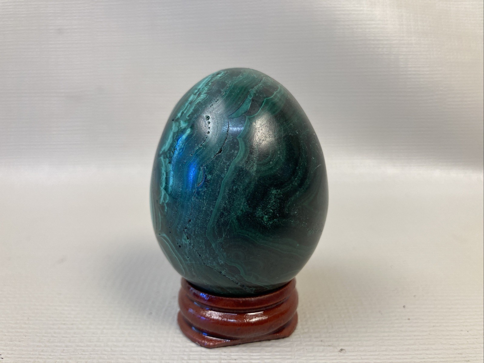 Natural Solid Green Malachite Egg Polished Gemstone 160g 2.25 inches W/ Stand