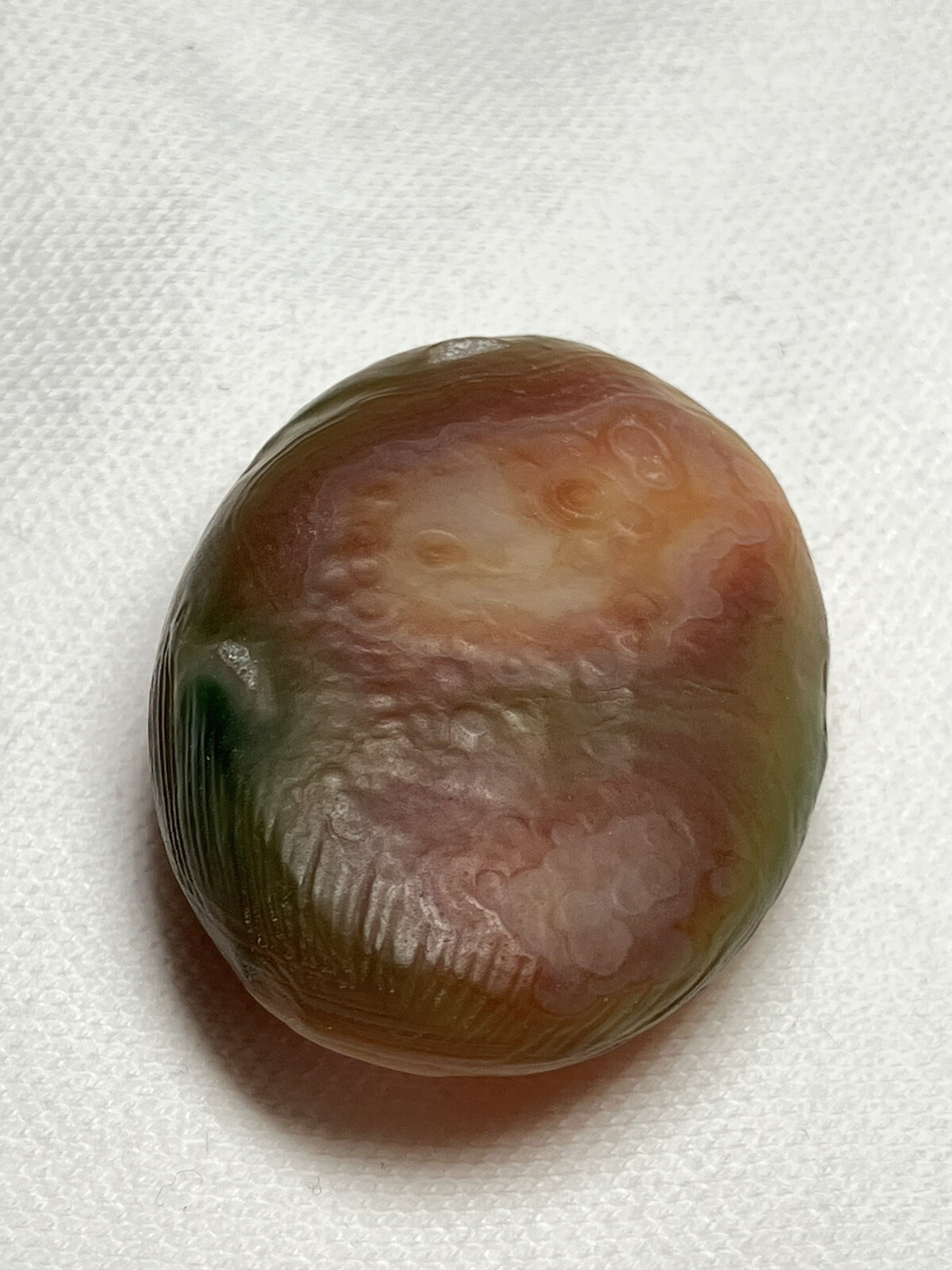 RARE Gobi Eye Agate Bonsai Suiseki Green Orange Flat Palm Stone 21g Raw Natural