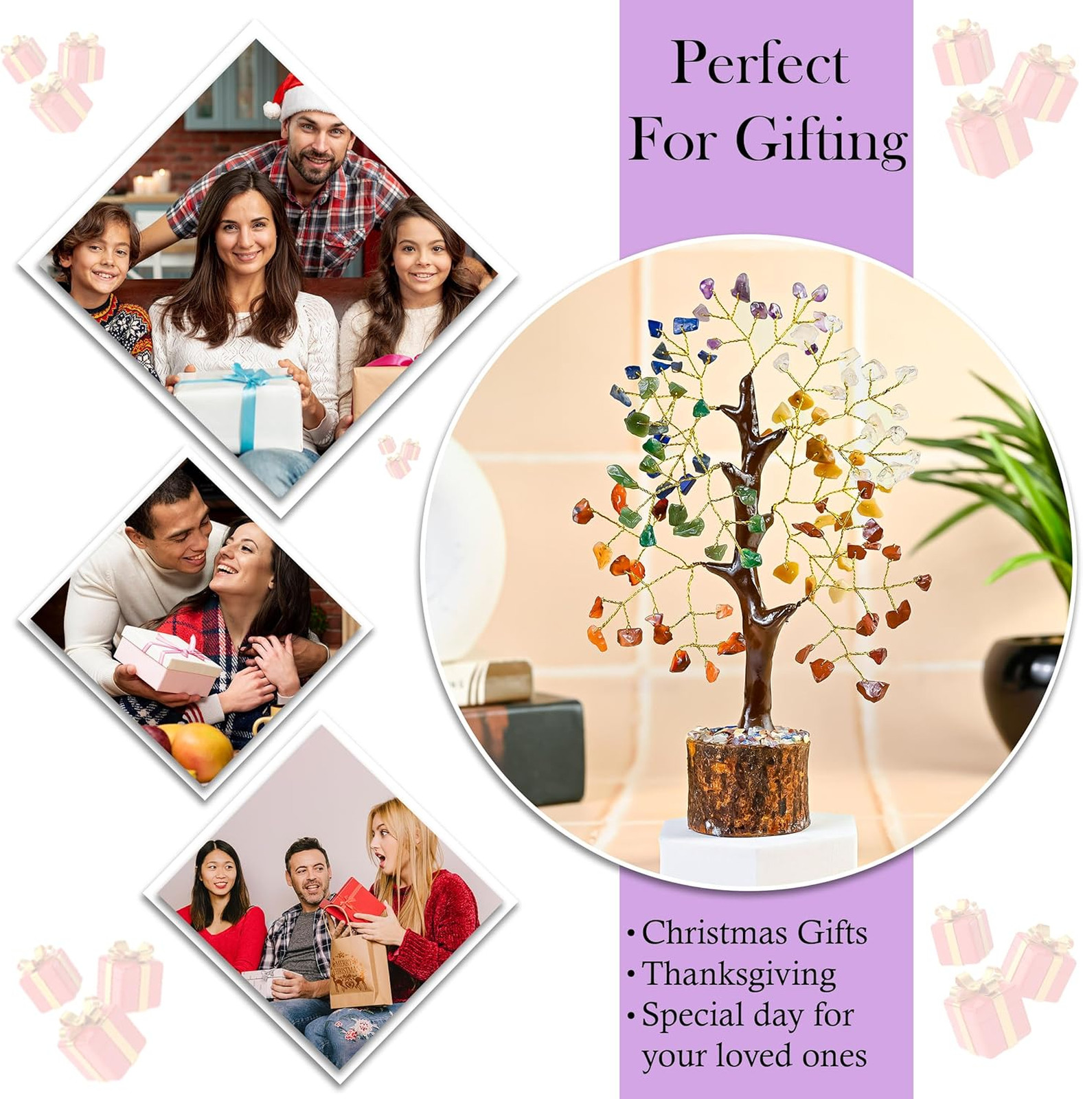 Crocon 7 Chakra Crystal Tree of Life Office Decor Meditation Gift for Women Home