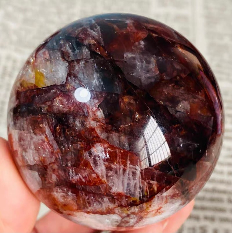 326g Natural Red Gum Flower Ball Crystal Sphere Specimen Energy Healing Reiki