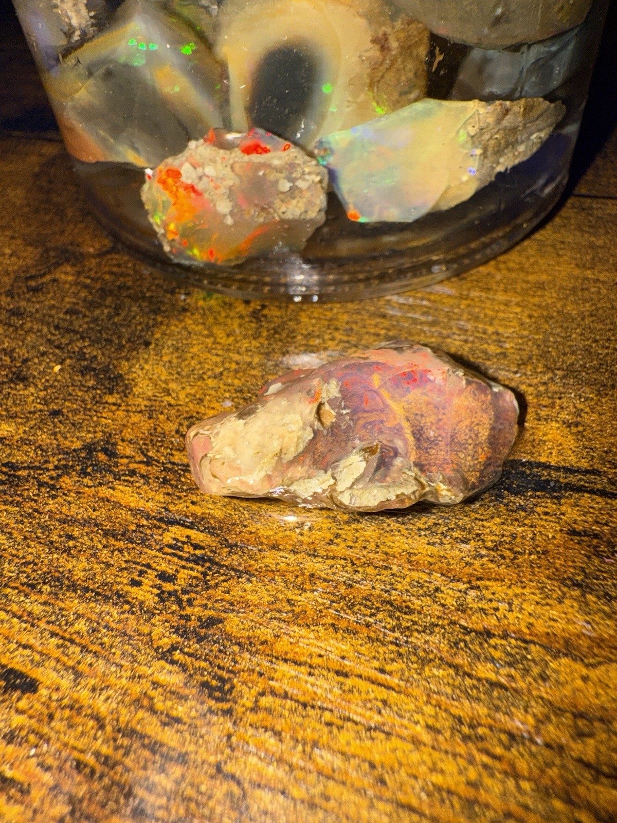 Specimen Rough Opal Stones in Jar – Ethiopian Rough, Multiple Mixed-Color Pieces