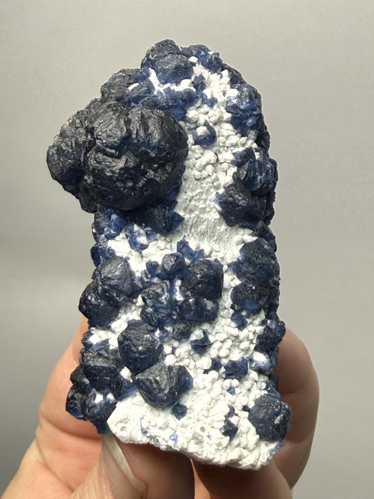 Superb Blueberry Fluorite on Candle Quartz |Huanggang Liang Mine, Inner Mongolia